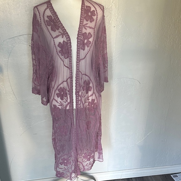 Forgotten Grace Sheer Purple Kimono - Picture 1 of 7